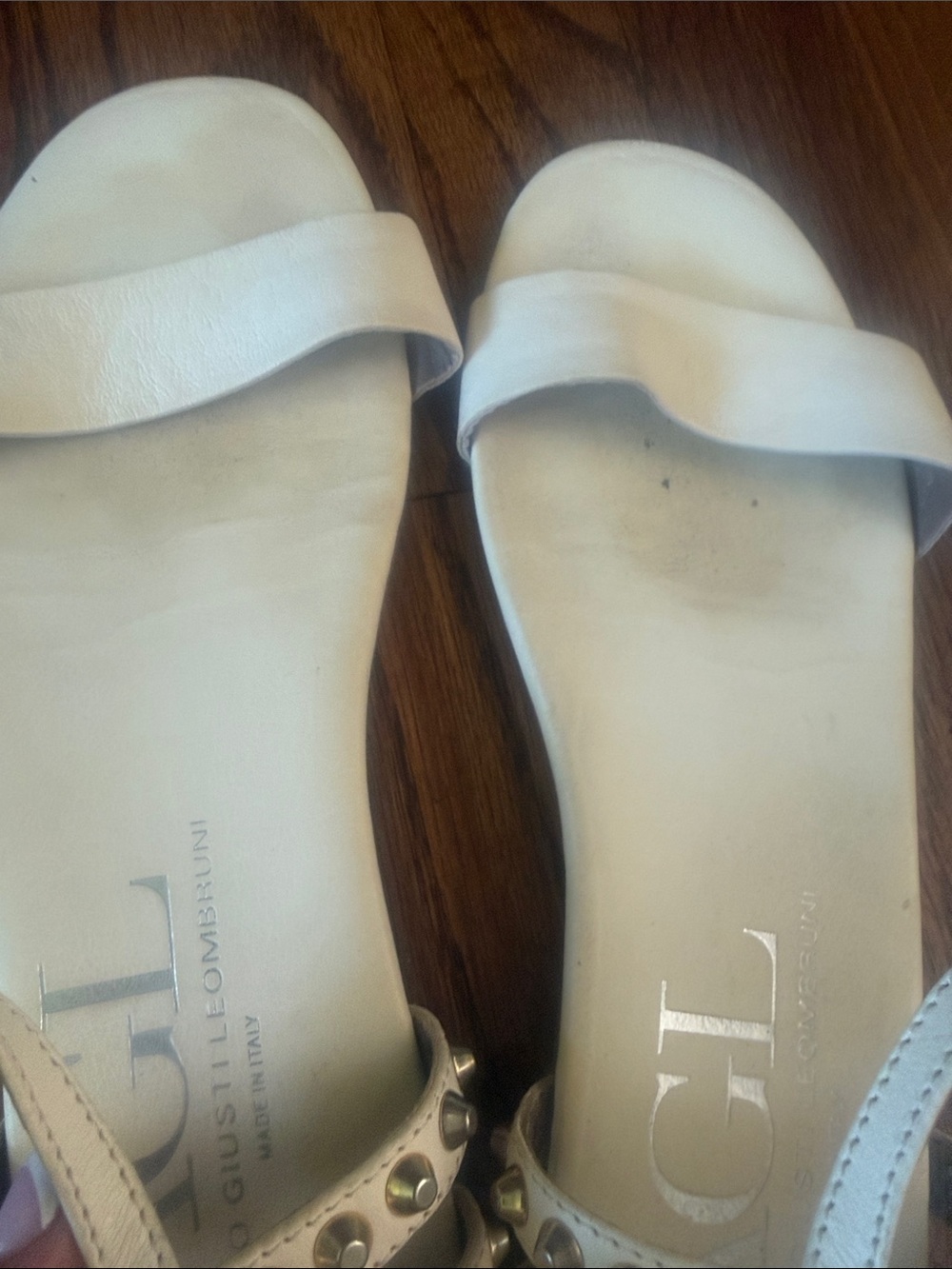 AGL White Leather Studded Ankle-Strap Sandals - Picture 9 of 10